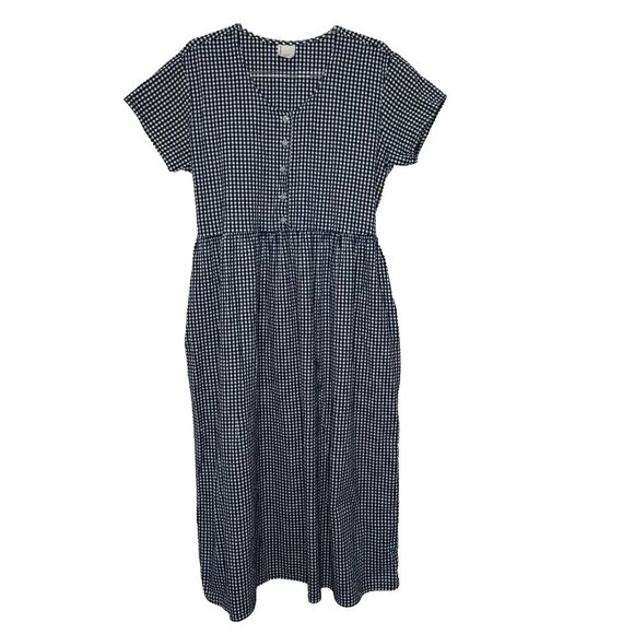 Hanna Andersson Seersucker Dress Size XL Gingham Midi Tie Back - Picture 1 of 8